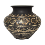 Vase en laiton, marron et doré