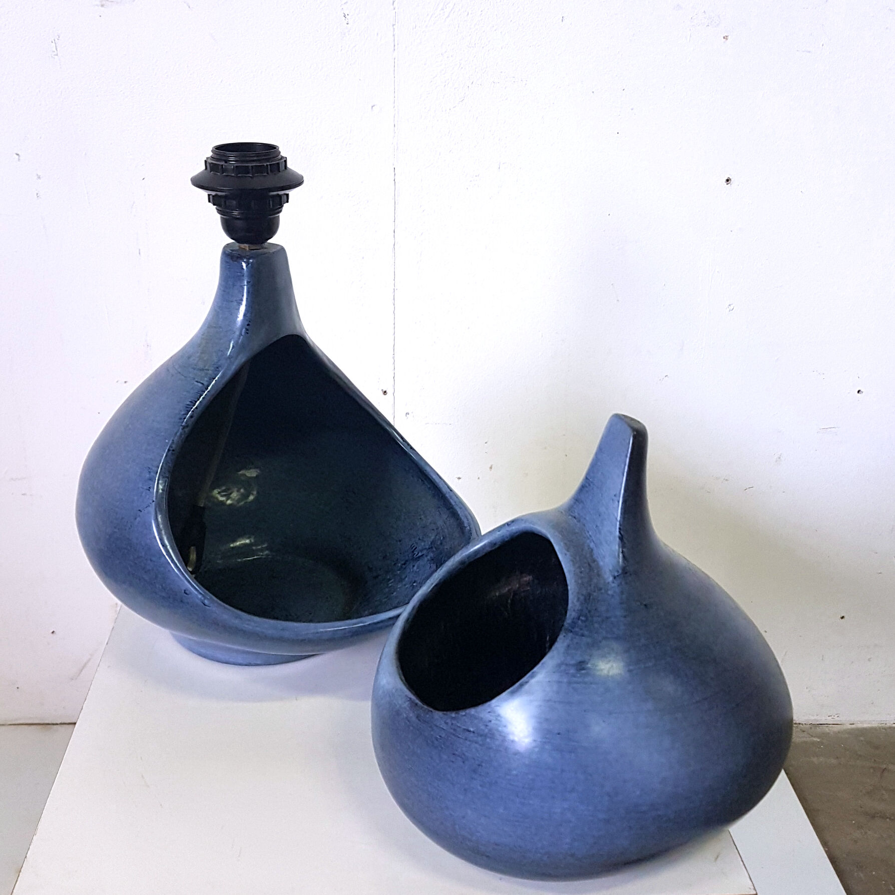 2 piece ceramic lamp by Fred and Andree Stocker, France 1960