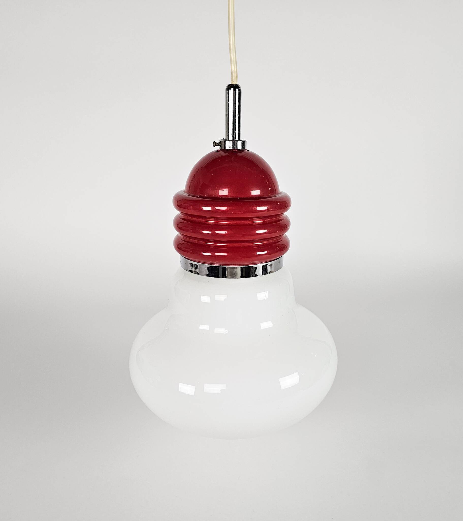 Tronconi - Enrico Tronconi - 'Bulb lamp' -  opaline - chroom - Italie - 1970's