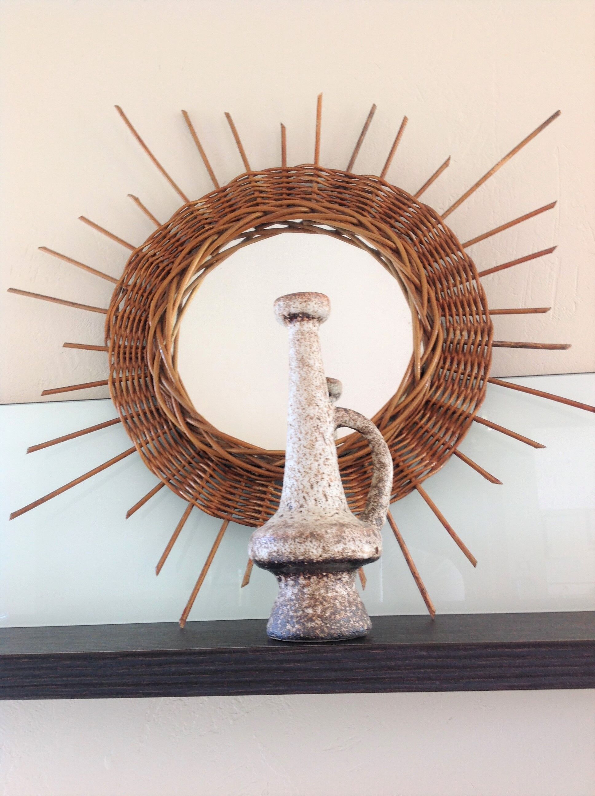 Beige soliflore vase ceramic Fat Lava / vintage 60s-70s