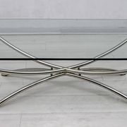 Mid-Century Modern Italian Chrome and Crystal Coffee Table, 1970s