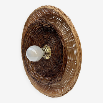 Vintage rattan basket wicker wall light 27 cm