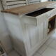 Art Deco buffet in patinated oak grey pearl platter wood tray waxed finish. Vintage buffet of the 30s revisited for a family home spirit in the spirit of the times. L 145 cm P 51 cm H 98 cm