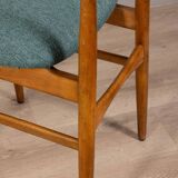 Pair of 60s vintage chairs in green fabric Italian design