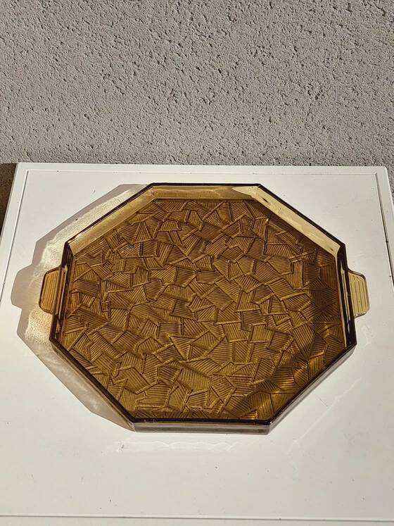 Smoked glass Art Deco tray