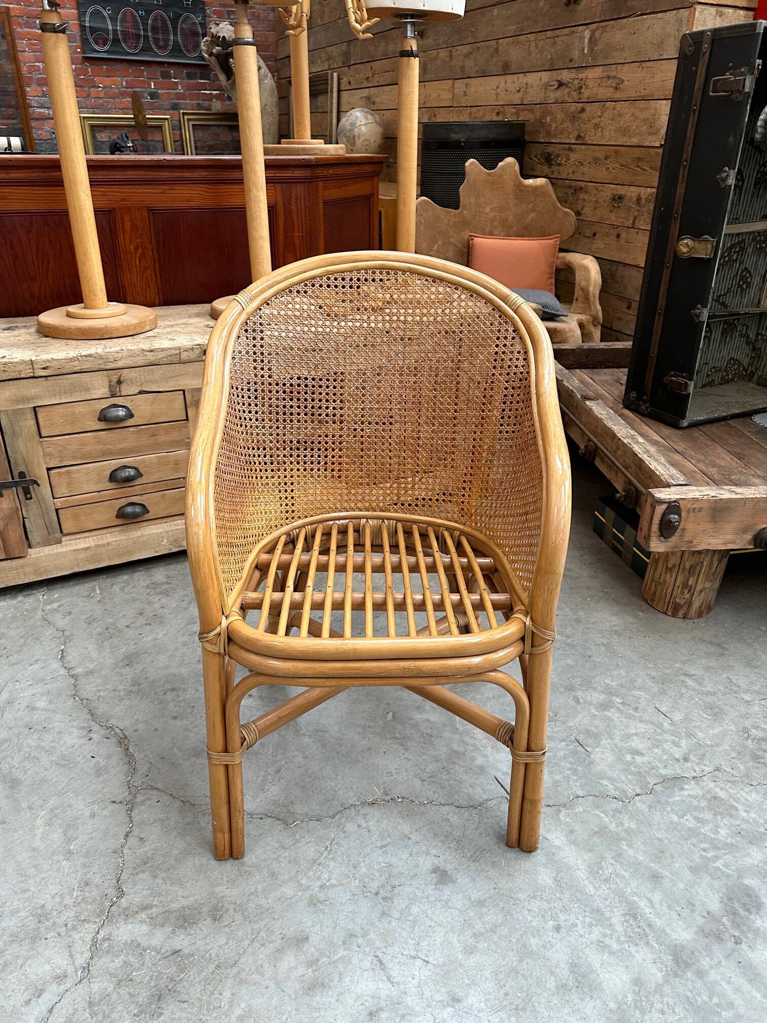 Rattan armchair 80s