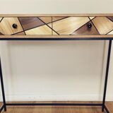 Console Oak Straw marquetry