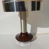 Wood and chrome metal design lamp 70s