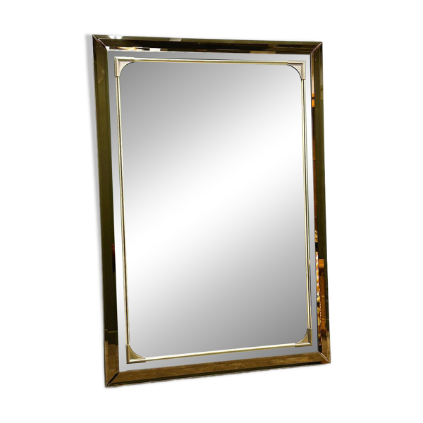 Miroir rectangulaire Schöninger en verre teinté bronze et détails en laiton, allemand