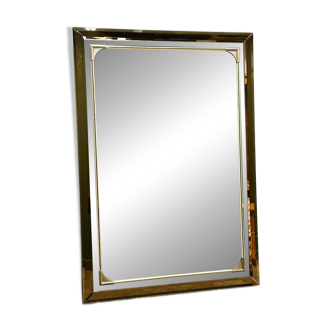 Rectangular Schöninger mirror with bronze-tinted glass and brass detailing, German