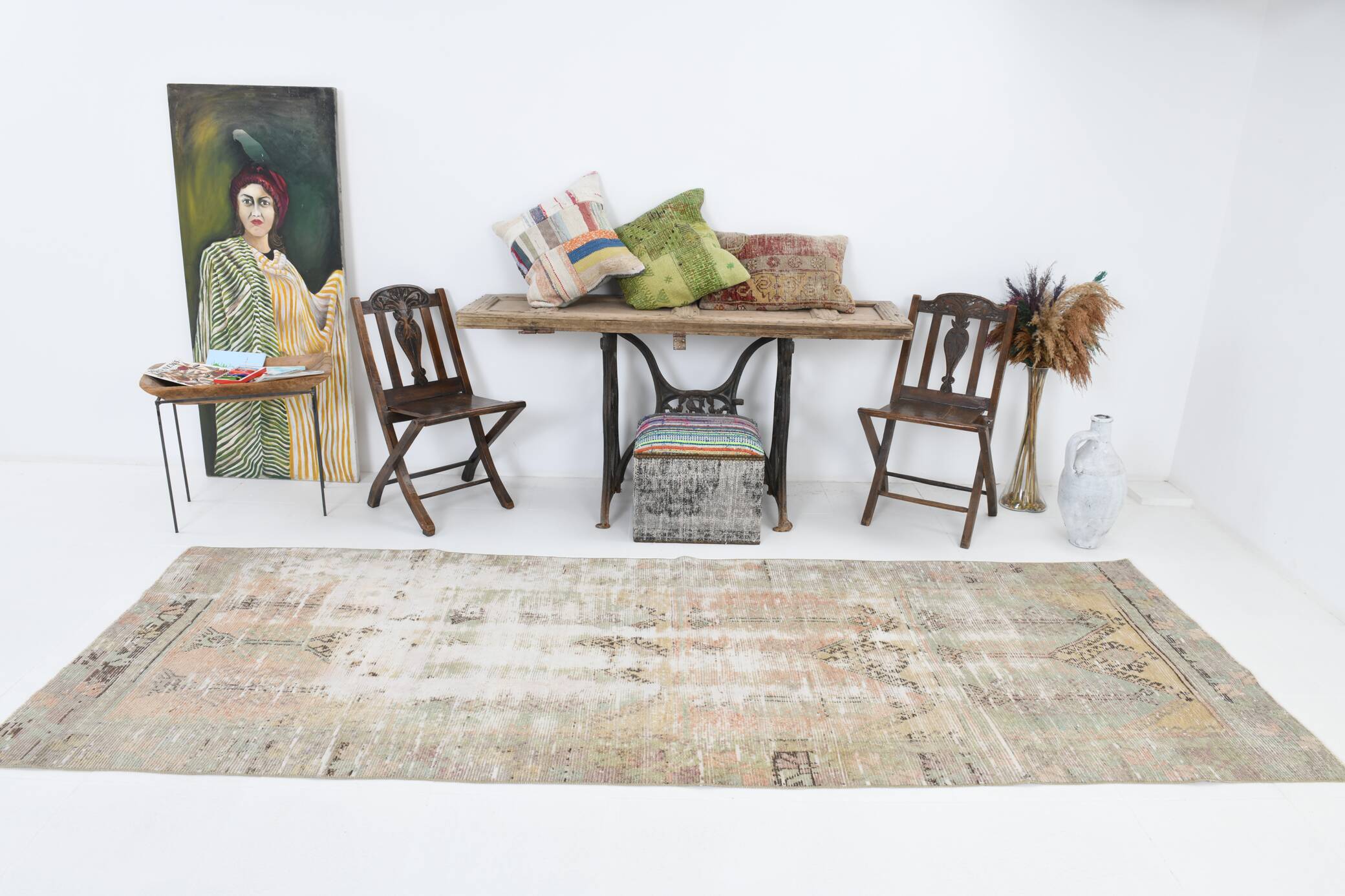 4x11 Long Wide Soft Beige Vintage Runner Rug, 116x334Cm FREE SHIPPING