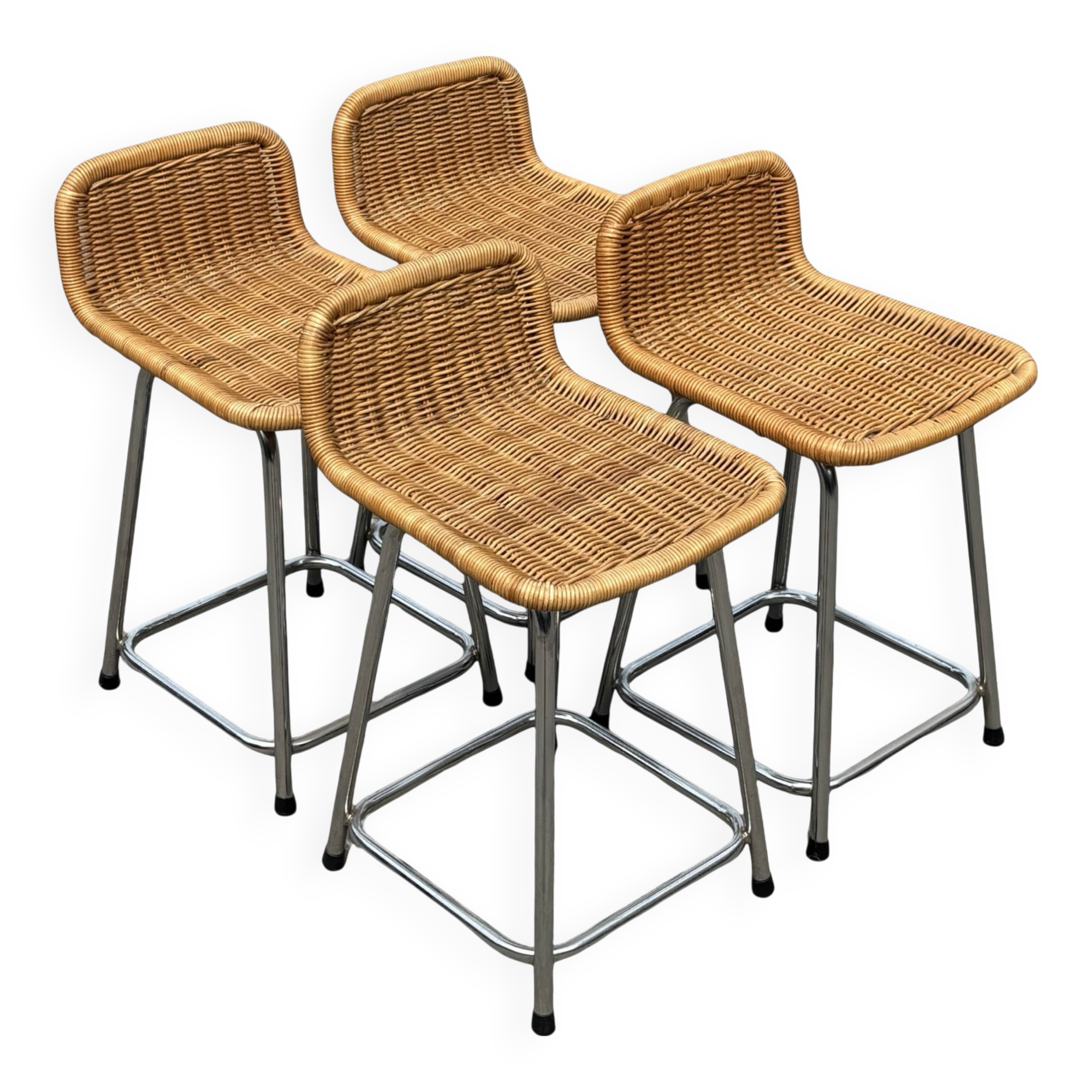 Ensemble de 4 tabourets de bar vintage Dirk Van Sliedregt Rohe Noordwolde modèle bas
