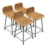 Ensemble de 4 tabourets de bar vintage Dirk Van Sliedregt Rohe Noordwolde modèle bas