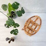 High stool in bamboo and rattan, circa 1960.