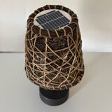 Bamboo & Rattan Solar-Powered Desk Lamp 27x17cm. Dark Coffee Color