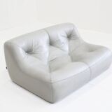 Grey Leather Kali sofa by Michel Ducaroy for Ligne Roset