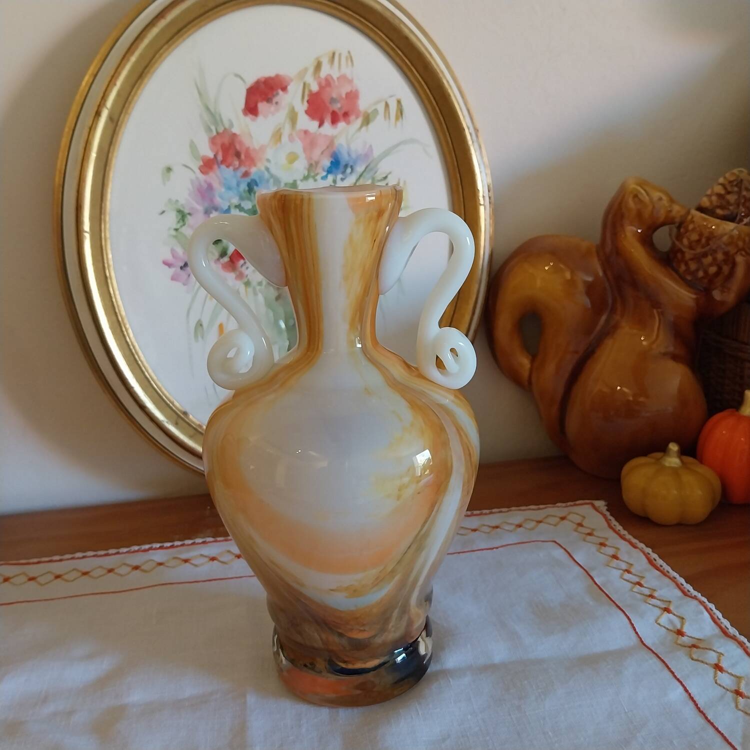 Vase in opaline and marbled glass paste Italy