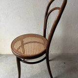 Chaise bistrot ancienne en bois et cannage