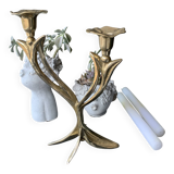 brutalist double flame chandelier