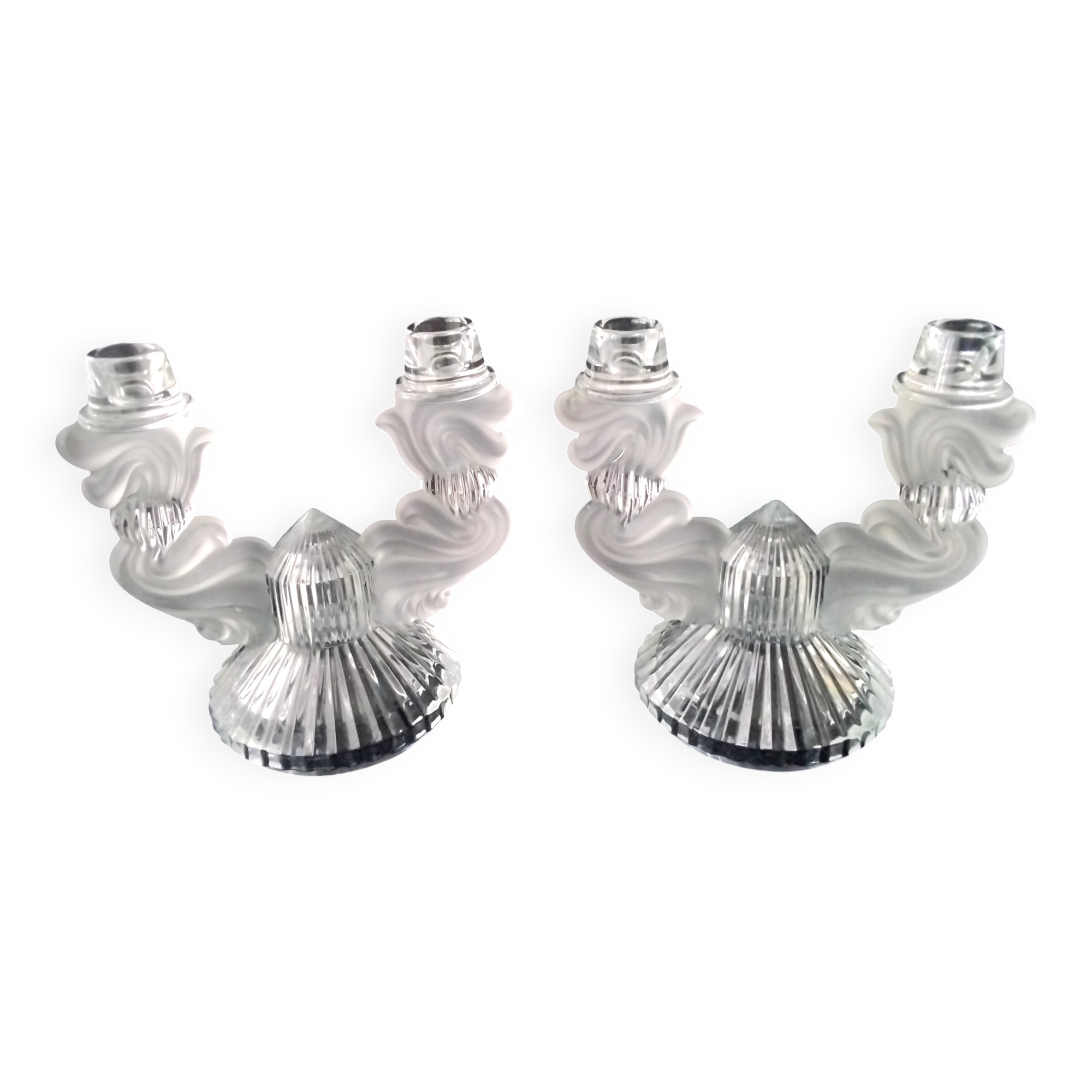 Pair of candlesticks, Bohemian crystal candle holders.