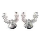 Pair of candlesticks, Bohemian crystal candle holders.