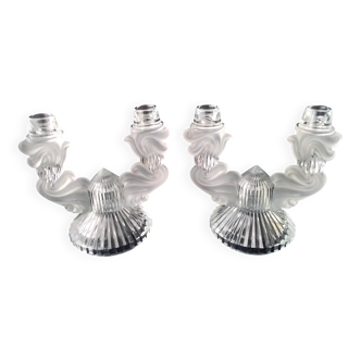 Pair of candlesticks, Bohemian crystal candle holders.