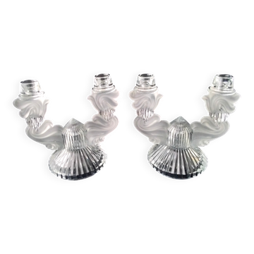 Pair of candlesticks, Bohemian crystal candle holders.