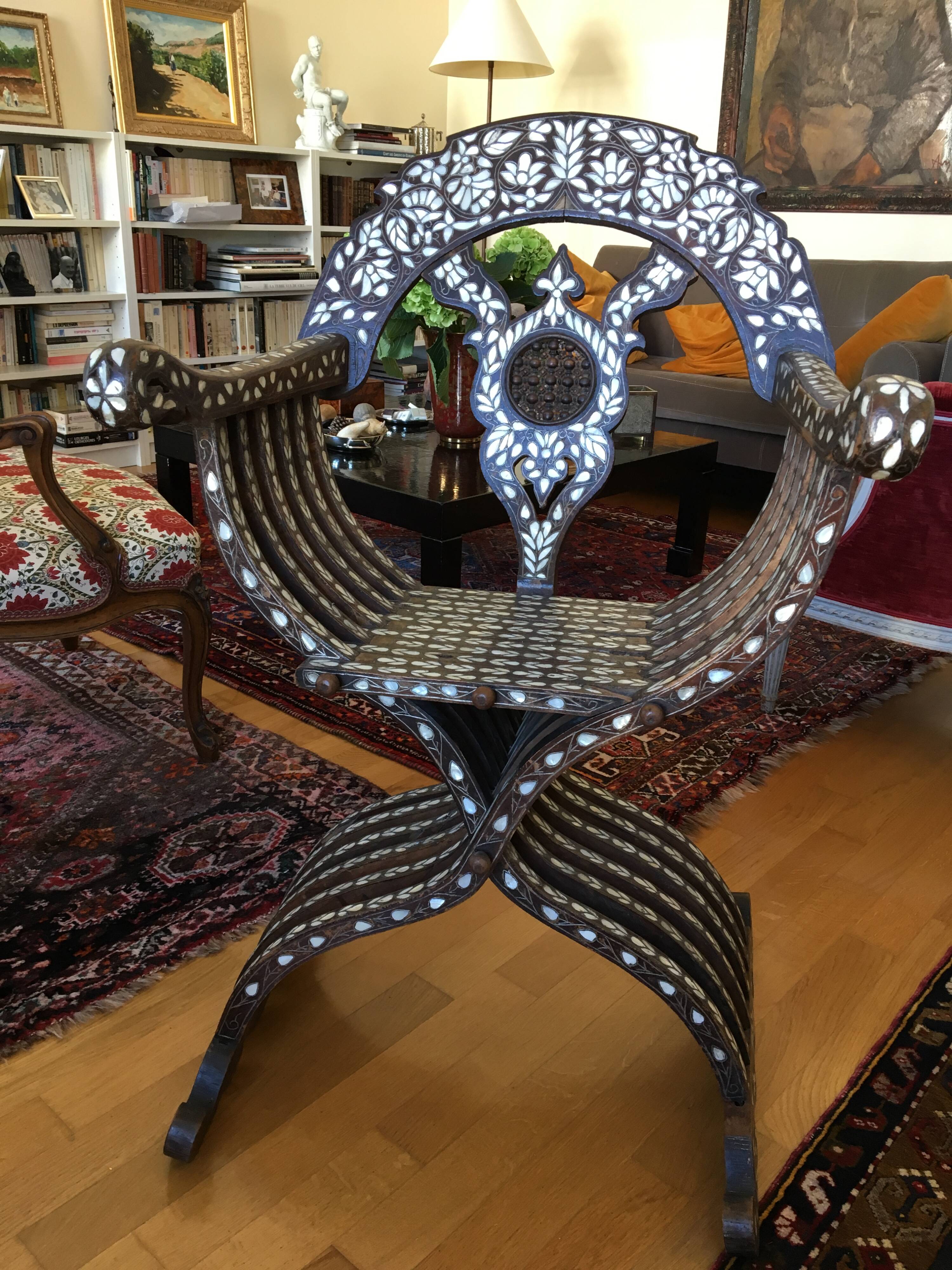 Syrian Armchair in Mother-of-Pearl and Ebony