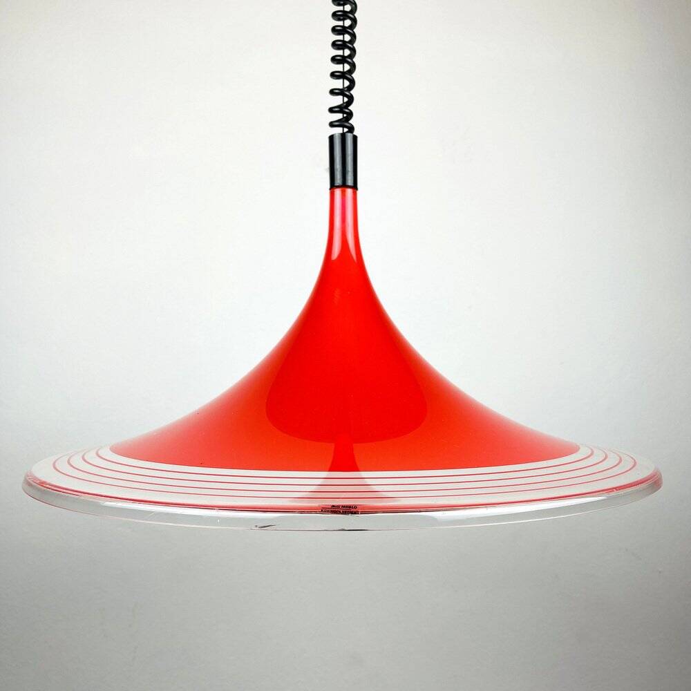 Red Albatros pendant lamp made of plastic from the mid-century by Meblo, Yugoslavia, 1970s.