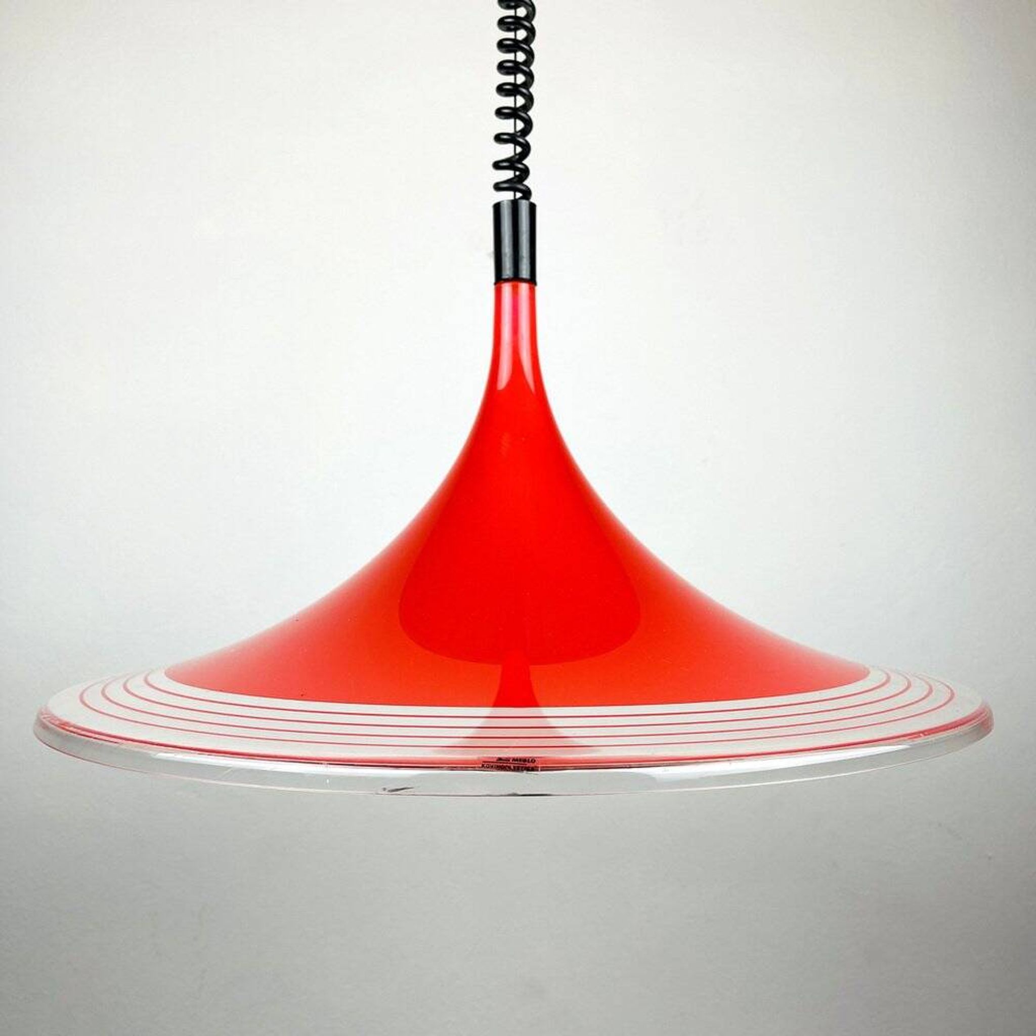 Red Albatros pendant lamp made of plastic from the mid-century by Meblo, Yugoslavia, 1970s.