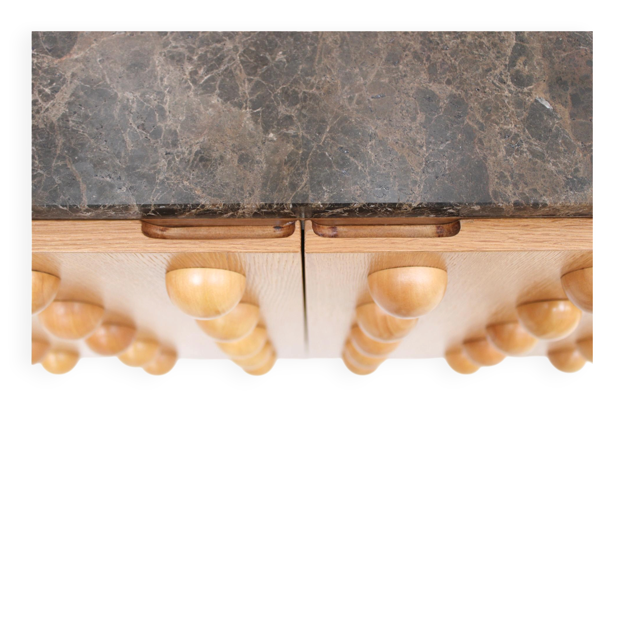 Handmade Carved Oak Sideboard With Emperor Marble Top, Italy