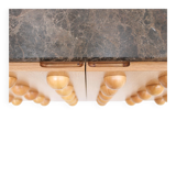 Handmade Carved Oak Sideboard With Emperor Marble Top, Italy