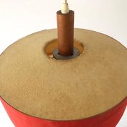Red fabric ceiling light with textured plexiglass shade by Temde, 1960s, Germany.