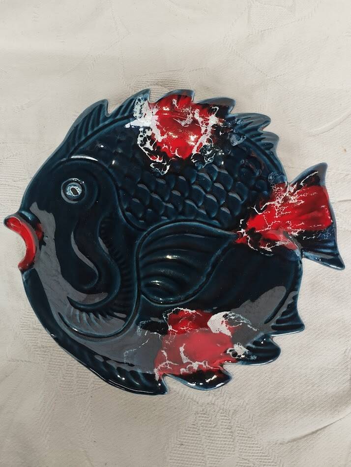 Large vintage fish platter Vallauris – Ceramics – 45 cm – 1960s