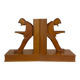 Vintage Mid-Century Cubist German Carved Wood Bookends – Art Deco Style