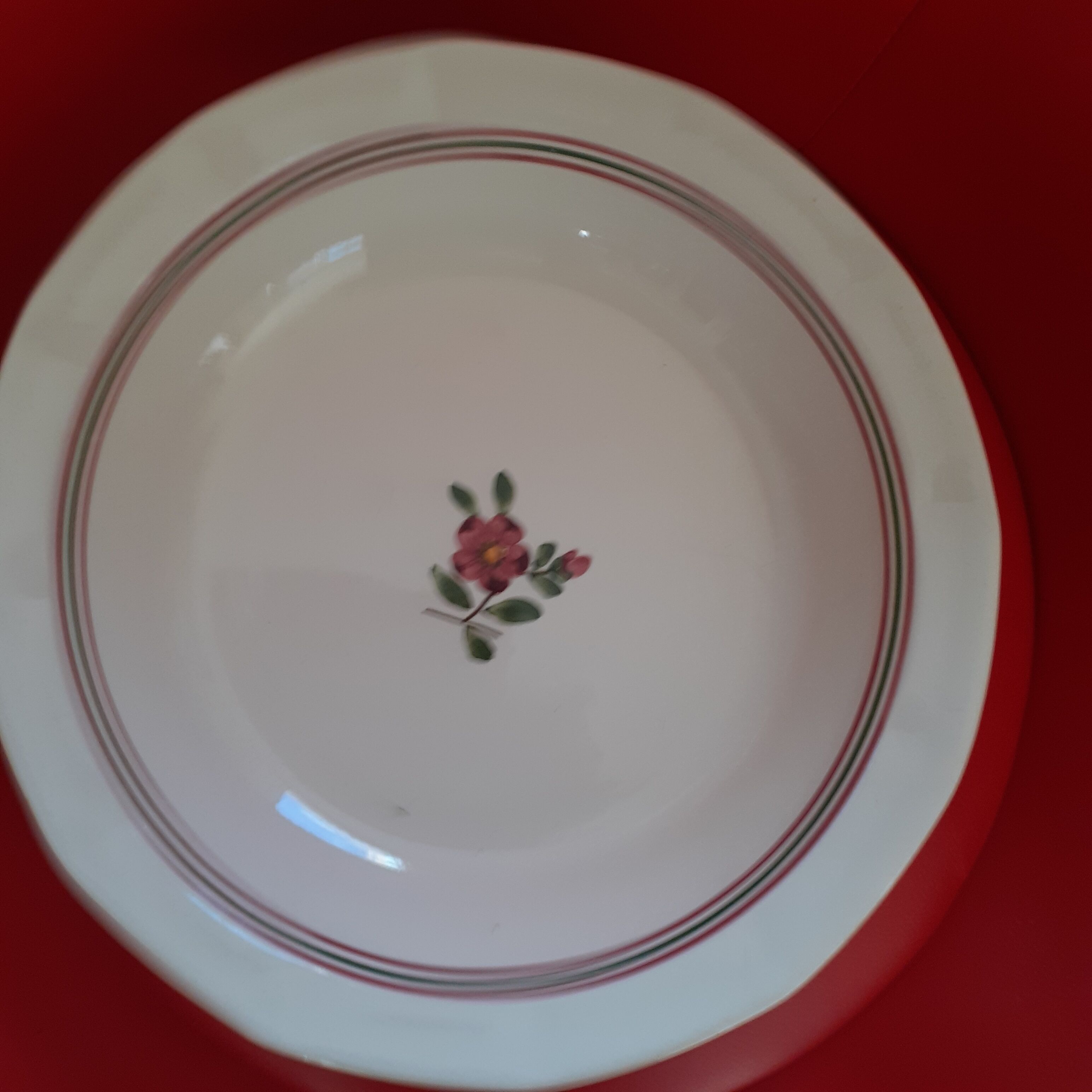 Old hollow dish, hand painted. Sarreguemines, Armelle model.