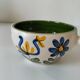 Ceramic soup bowl with blue flower decoration – handmade