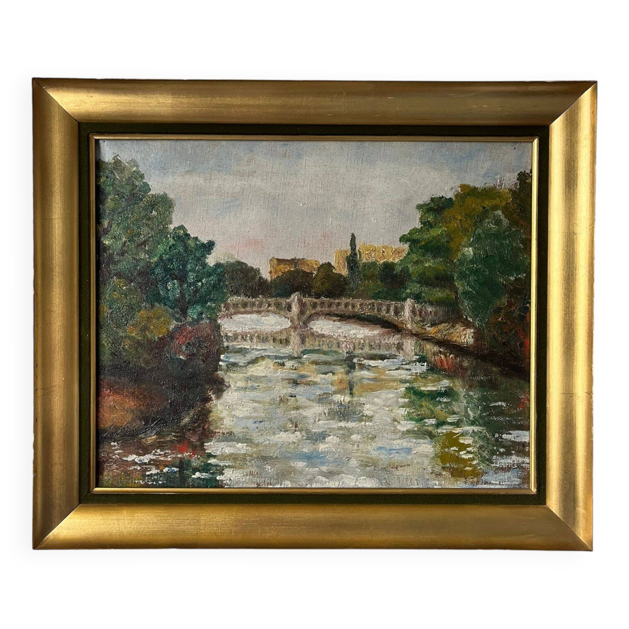 River landscape - Oil on canvas - Early 20th century