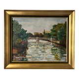 River landscape - Oil on canvas - Early 20th century
