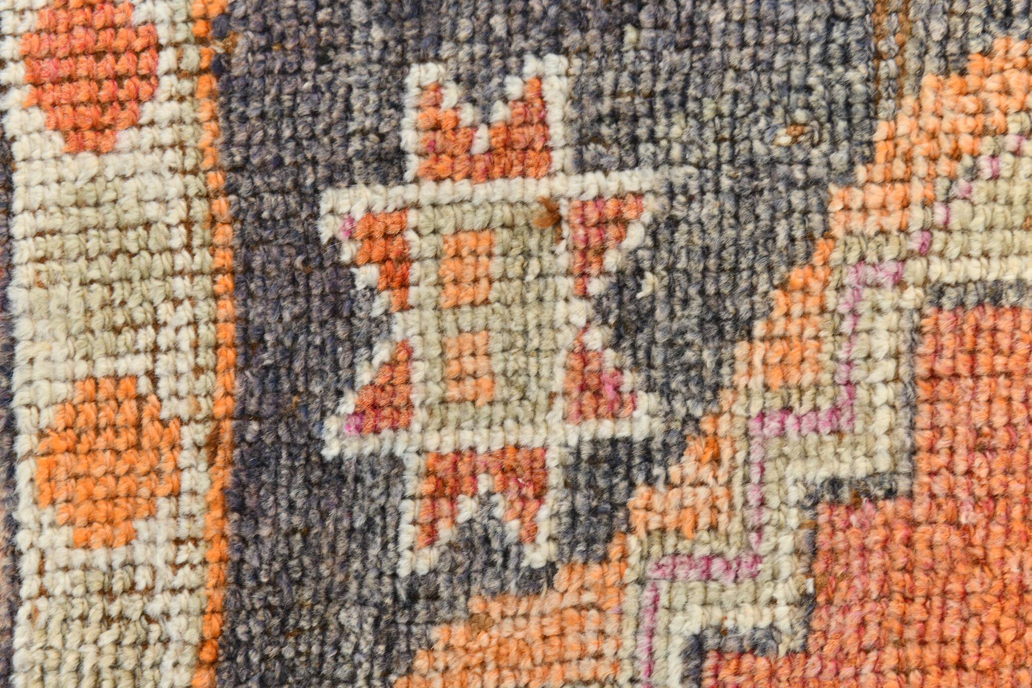 3x11 Turkish Navy Blue & Orange Vintage Runner Rug, 101x339Cm
