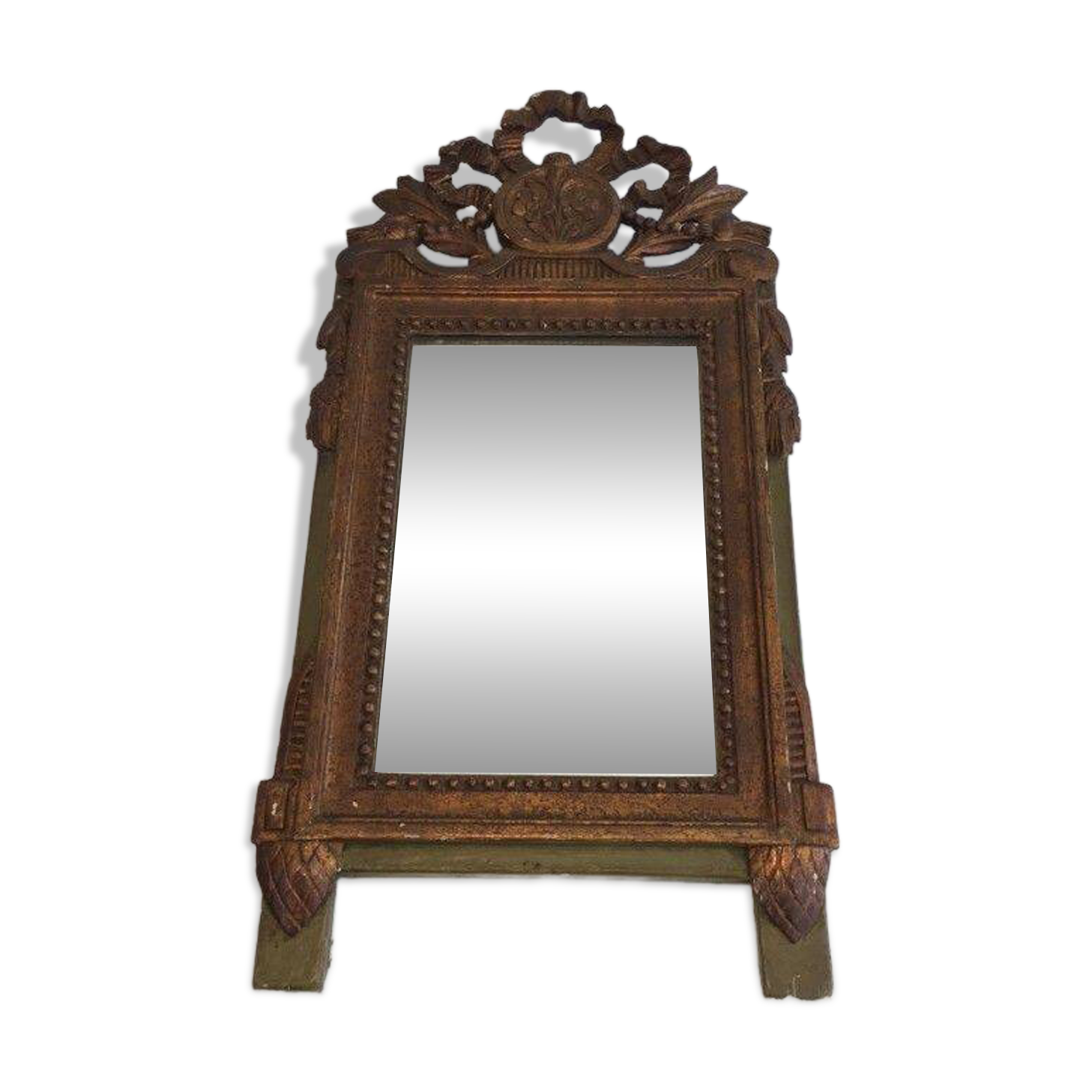 Louis XVI style mirror in patinated and gilded wood