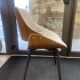 wooden chair with ecru velvet fabric
