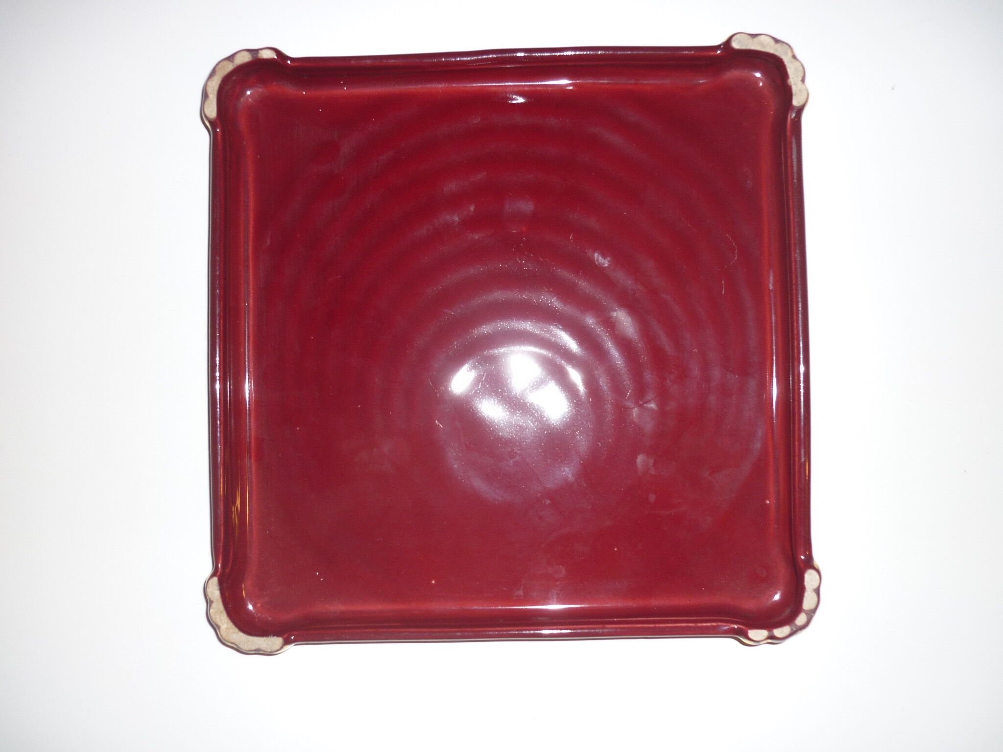Vallauris ceramic red and gold trivet 1950