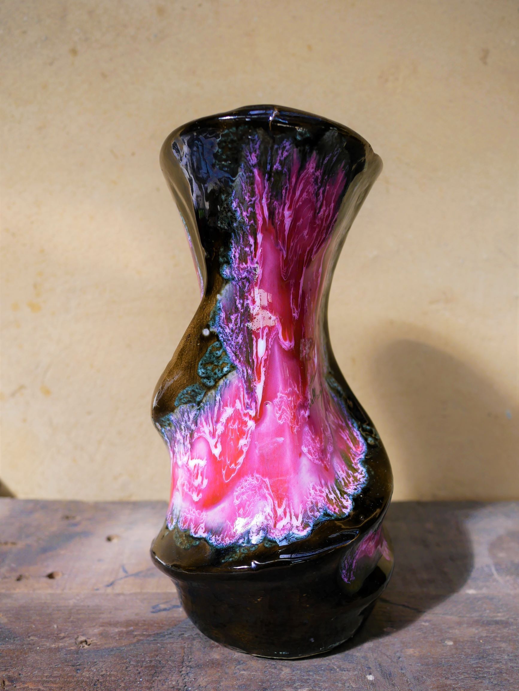 Large vase Vallauris vintage Brown-rose