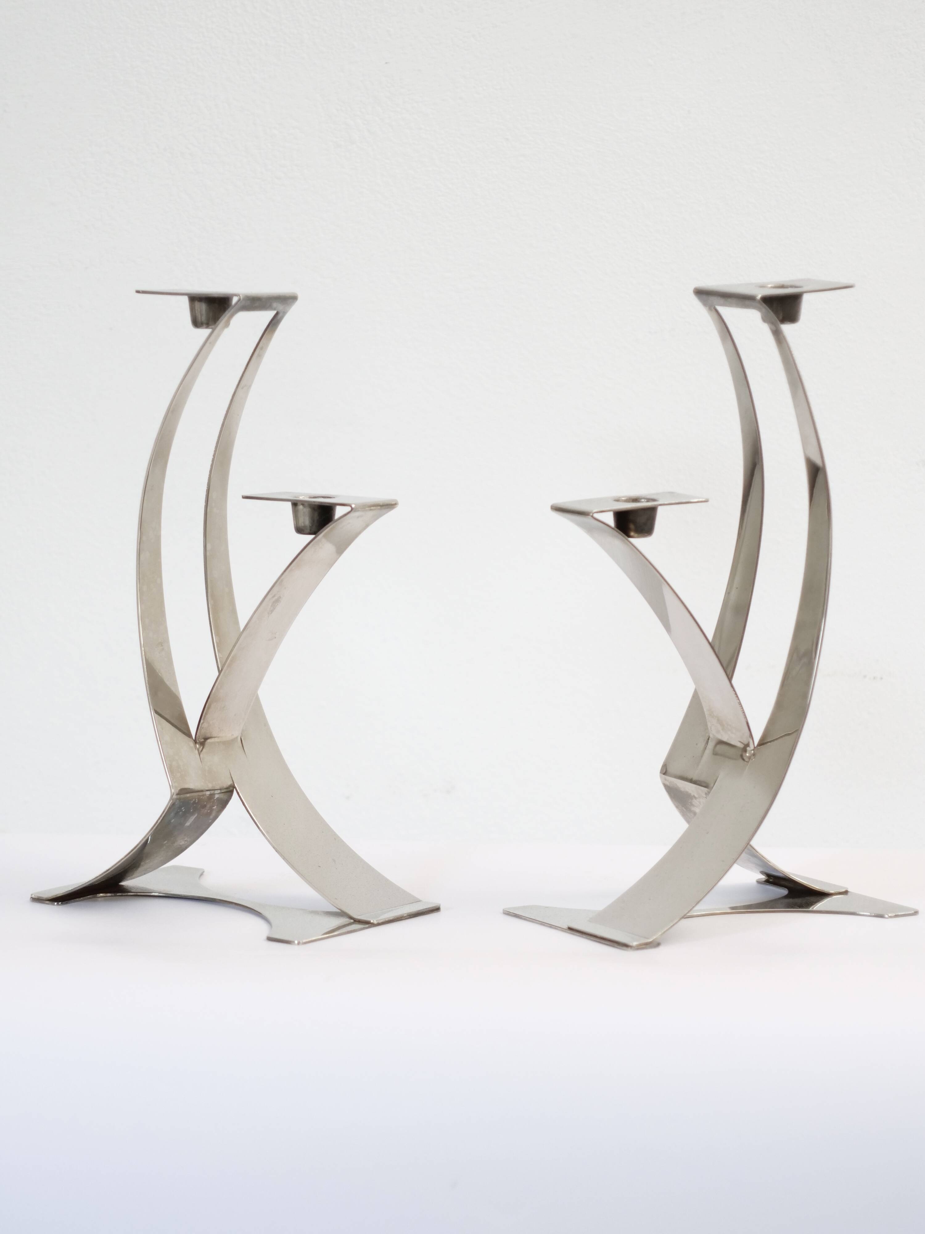 Palm Beach Modern style silver-plated chandeliers 1970