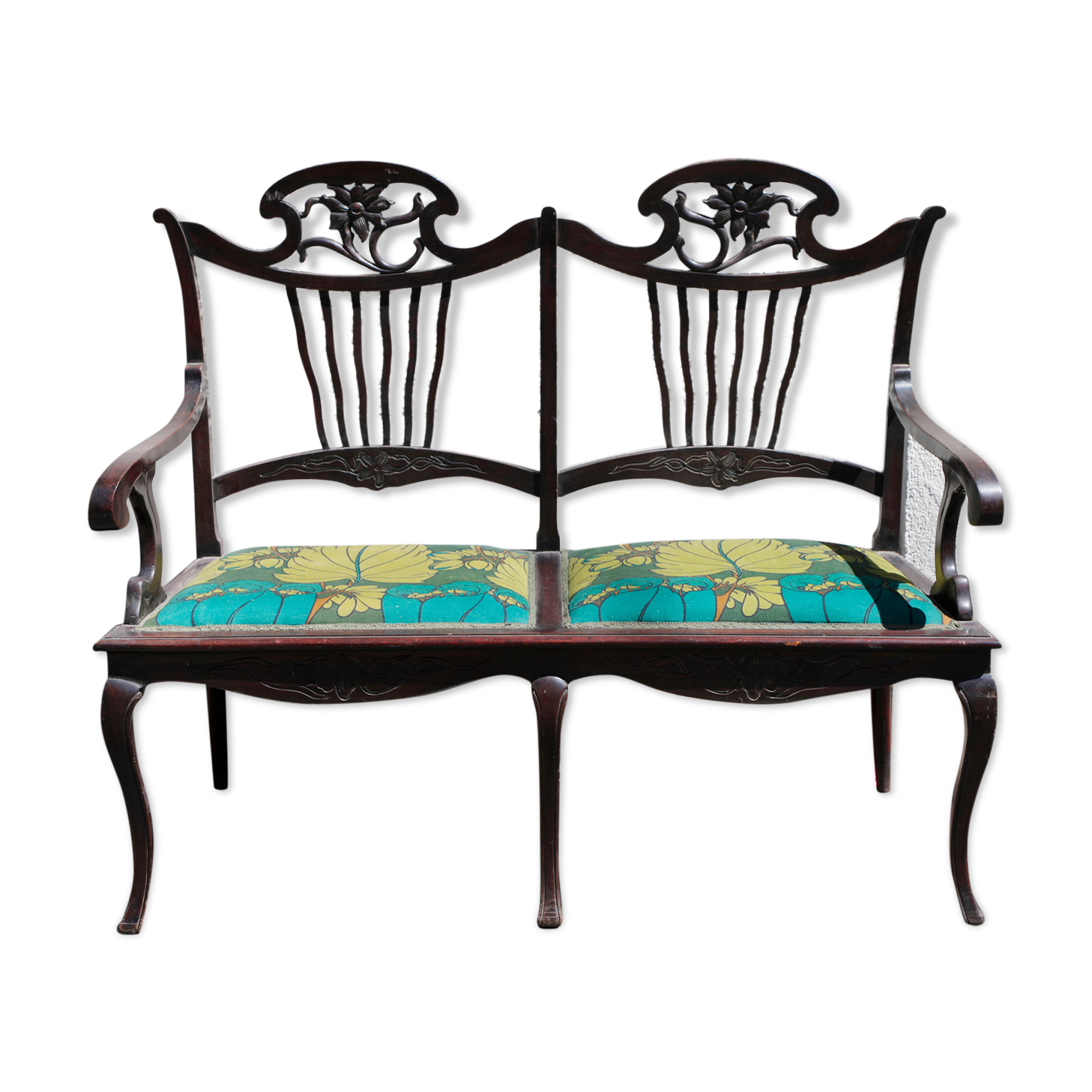 Art Nouveau Italian walnut bench