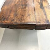 Table Brutaliste en Chêne Massif, Art Populaire (Vers 1900)
