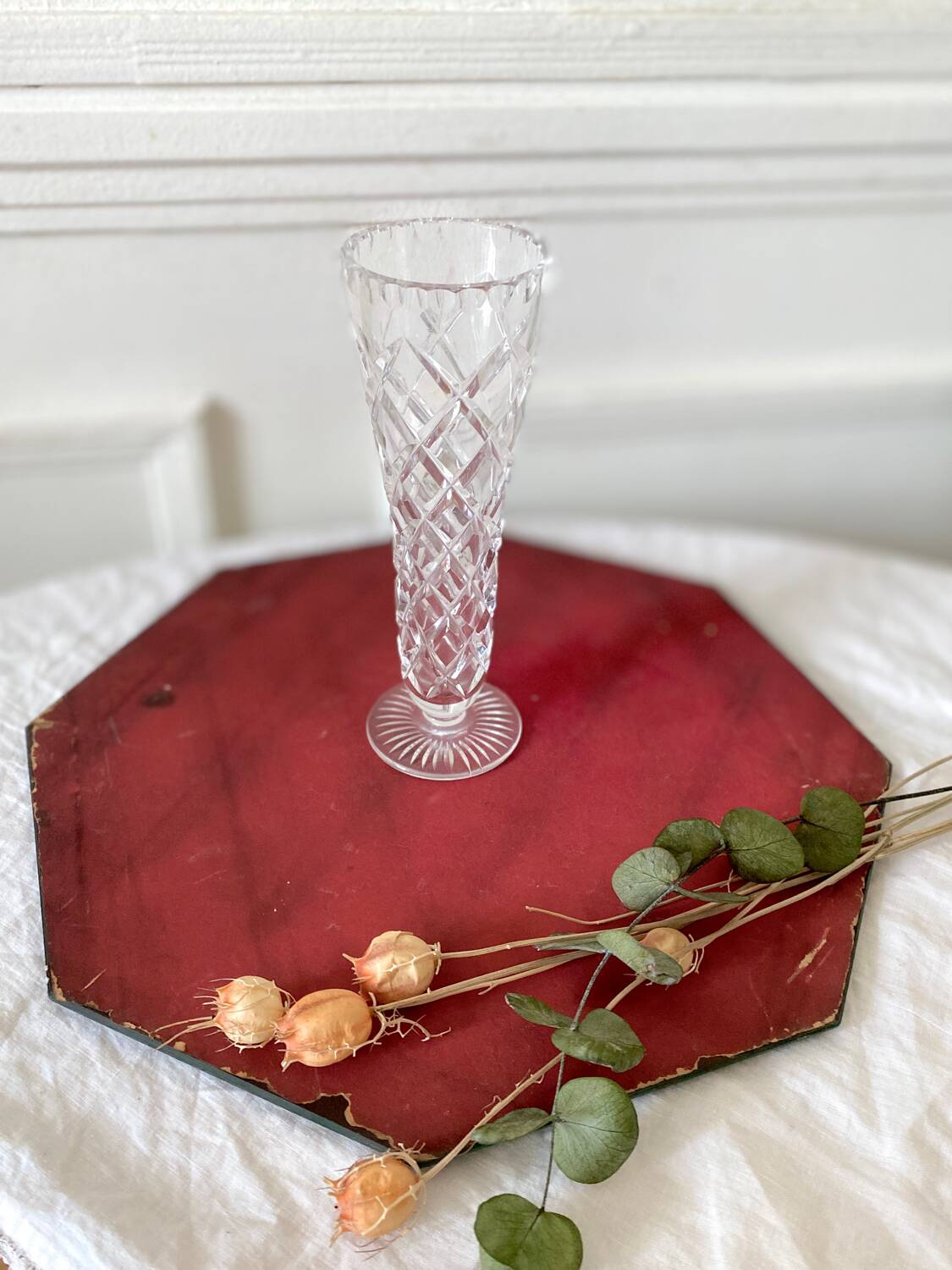 Small vintage crystal soliflore vase