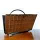 English magazine rack in embossed brass 1960