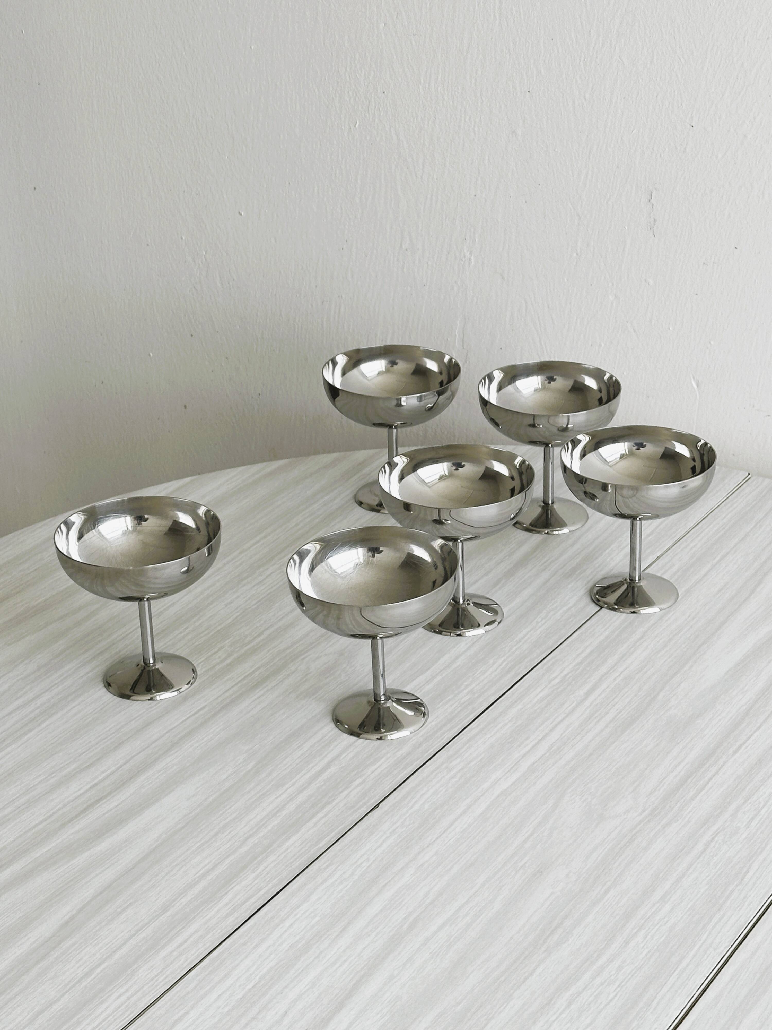 set of 6 vintage metal bowls